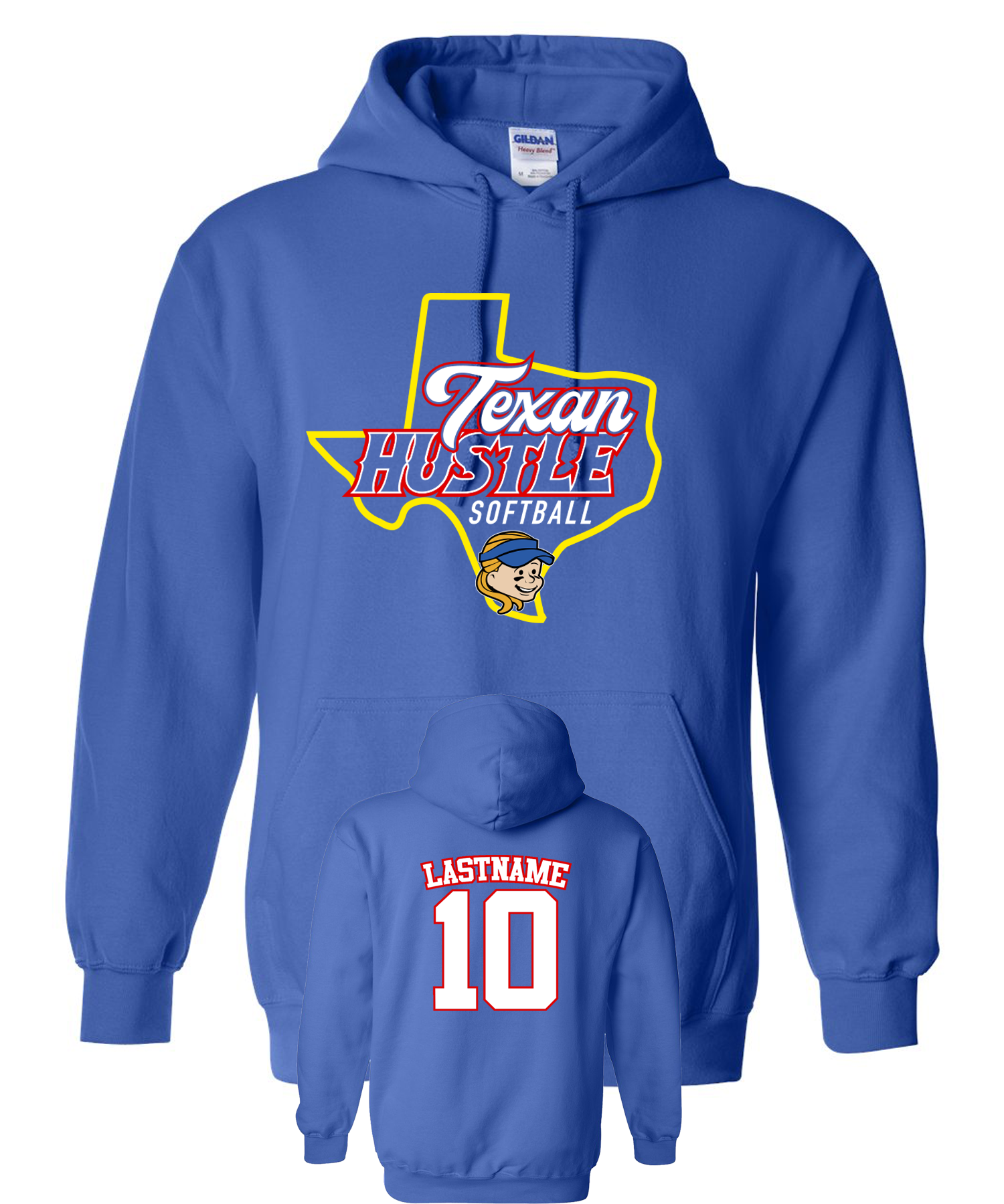 Hustle Blue Hoodie with Name