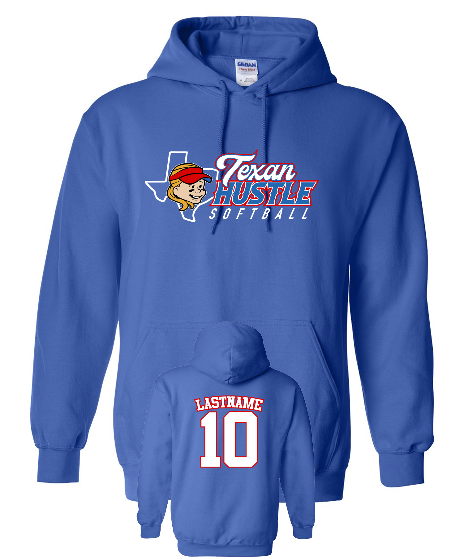 Hustle Blue Softball Hoodie with Name
