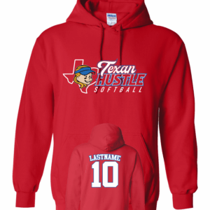Hustle Red Softball Hoodie with Name