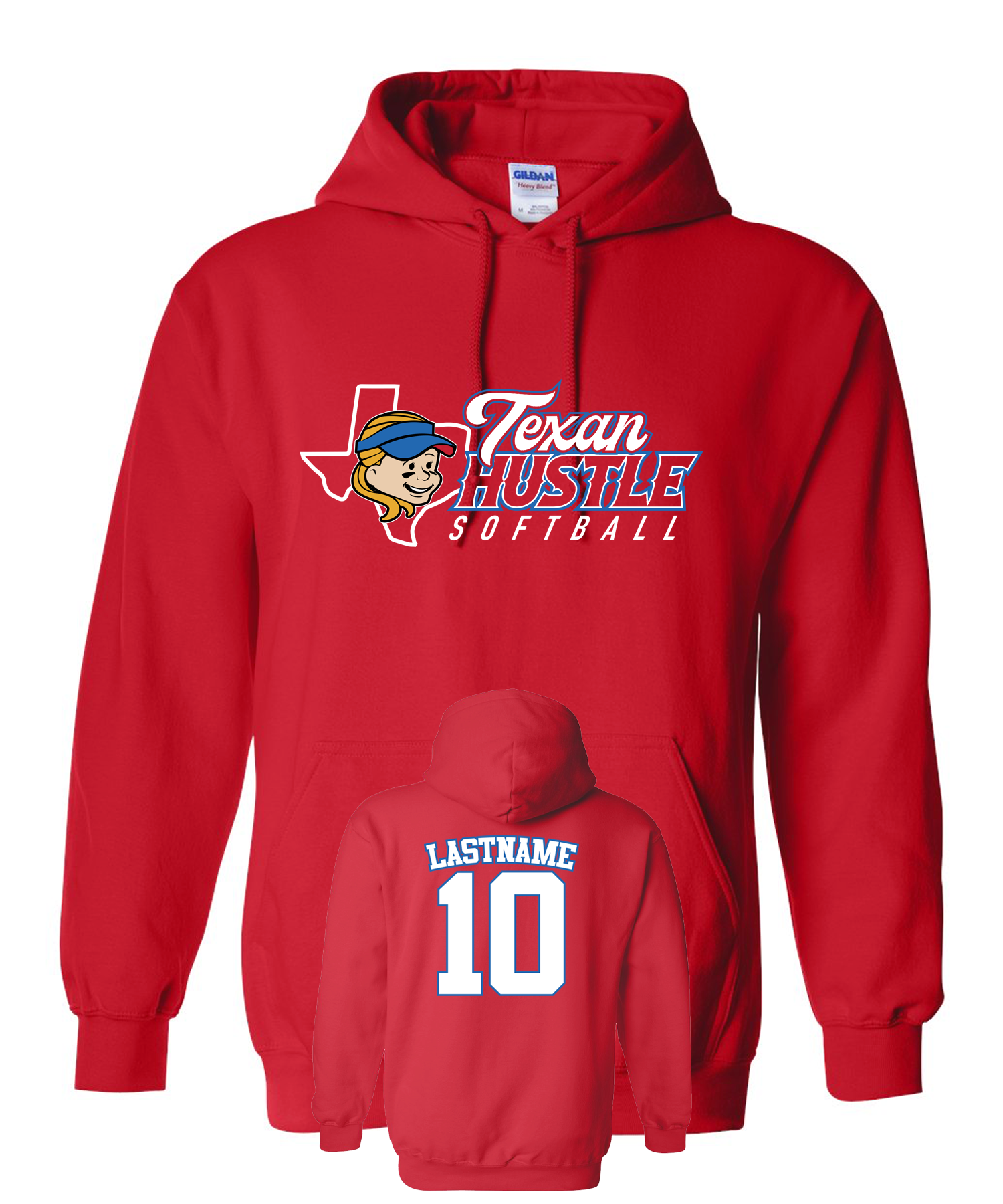 Hustle Red Softball Hoodie with Name