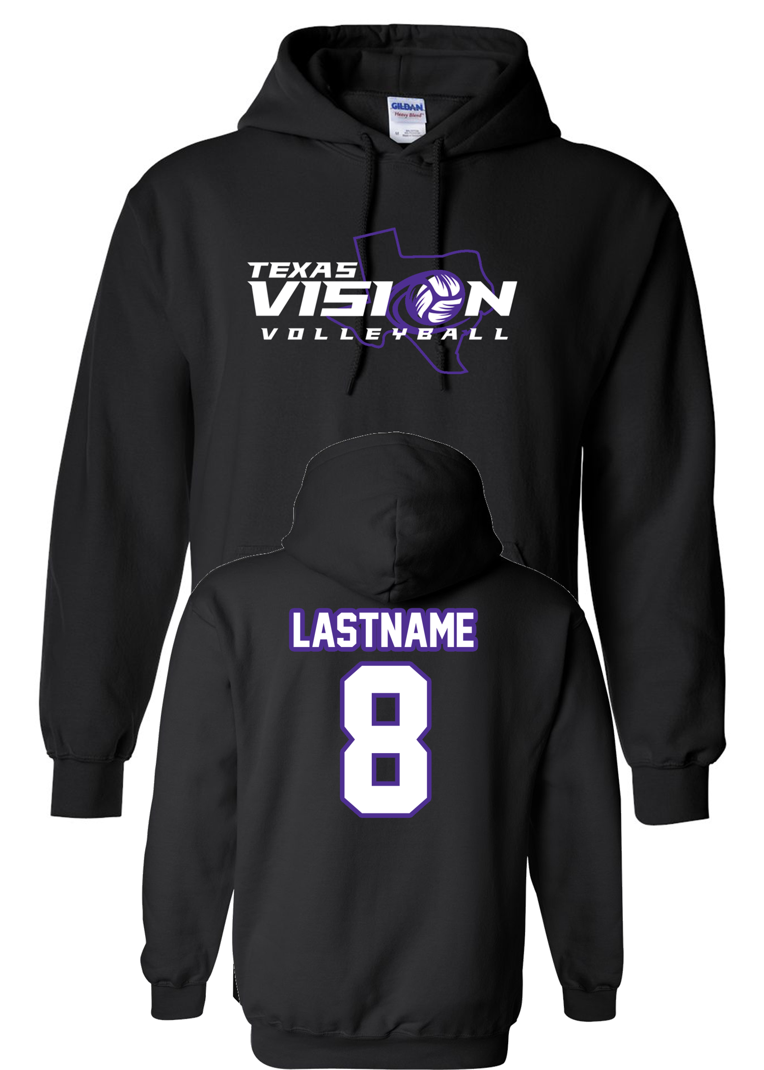 TX Vision Black Original Hoodie with Name