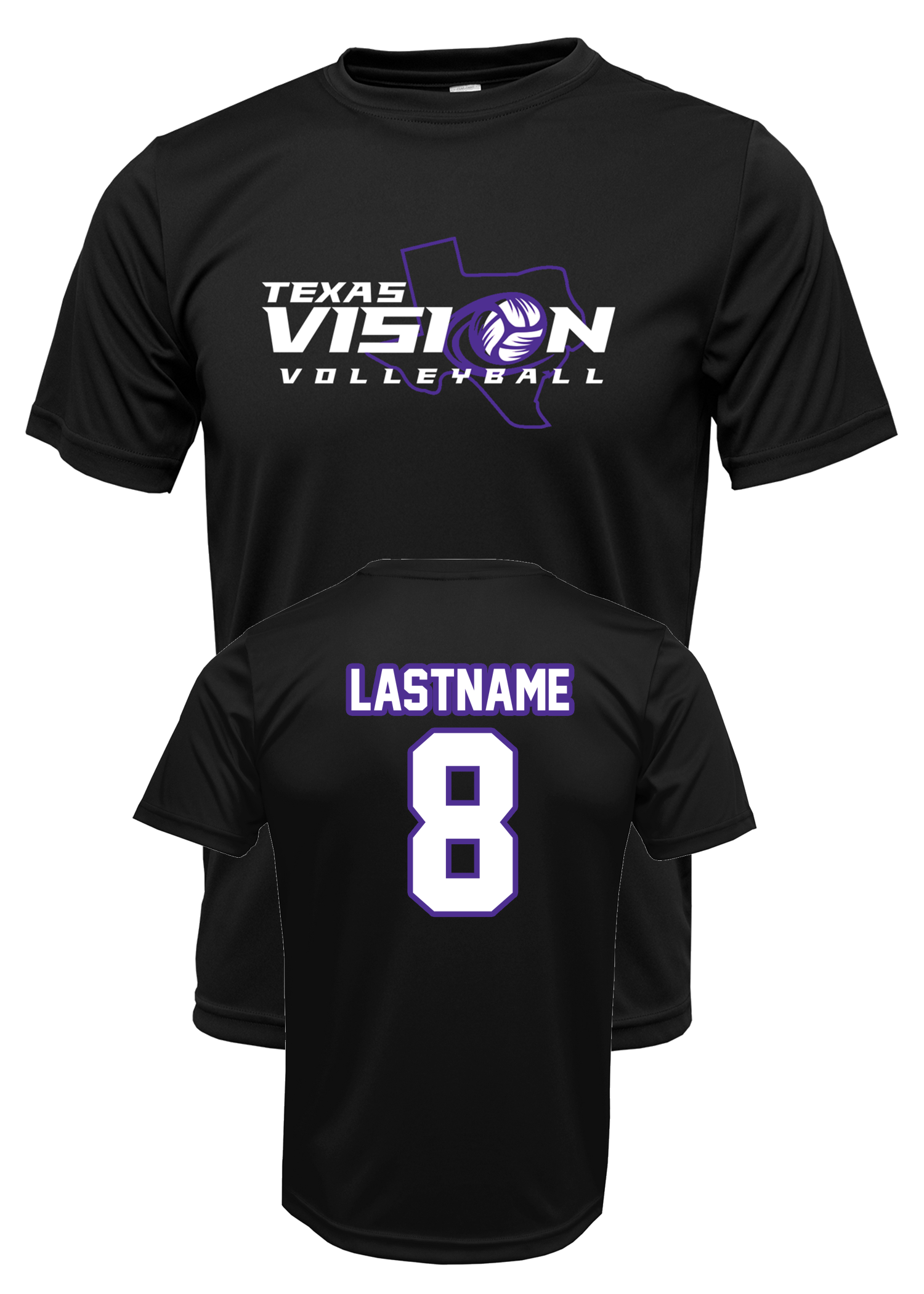 TX Vision Black Original T-shirt with Name