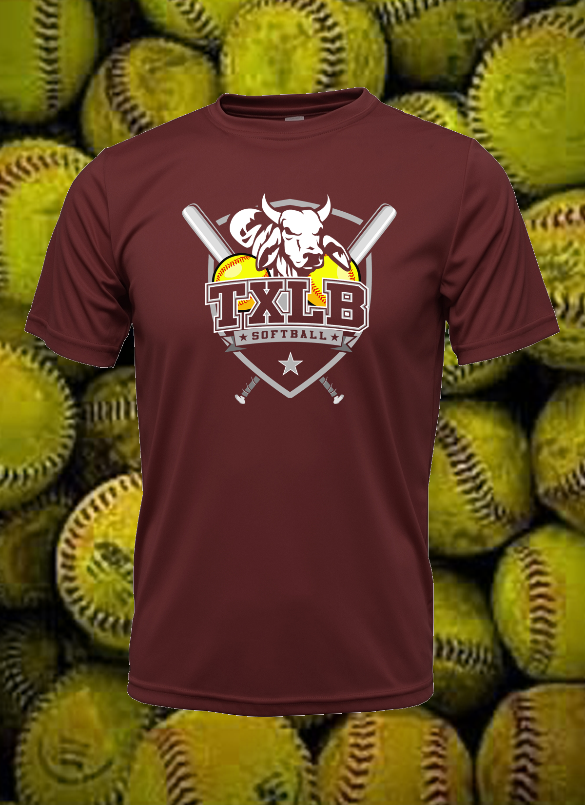 TXLB - Maroon Bull Logo Tee